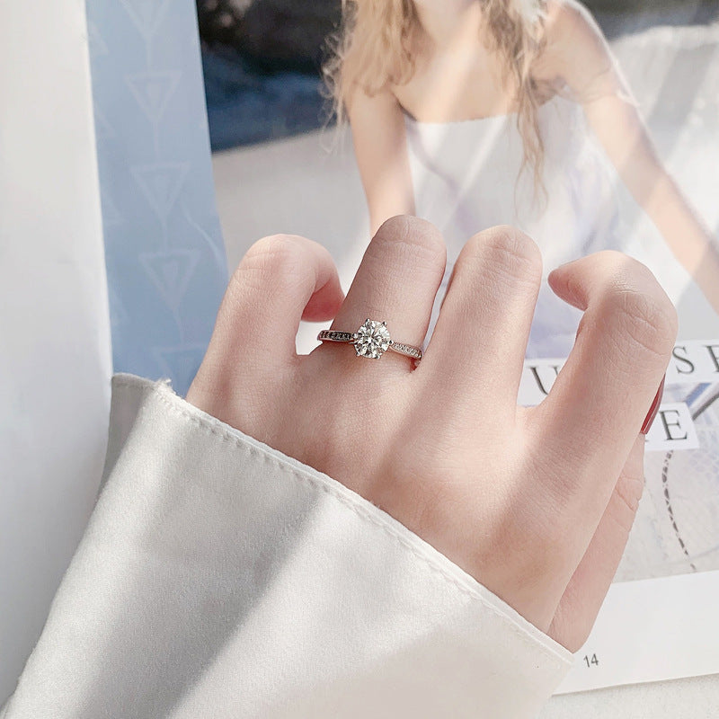 Classic Moissanite Sterling Silver Women's Ring