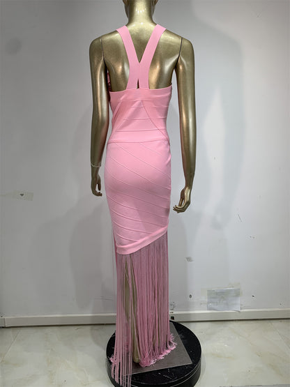 Bandage Tassel Long Dress