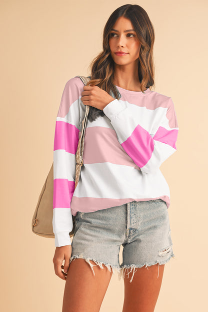 Sweatshirt met kleurblokken verlaagde schouders en lange mouwen