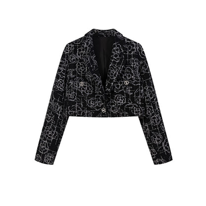 High-end niche korte tweed jack voor dames