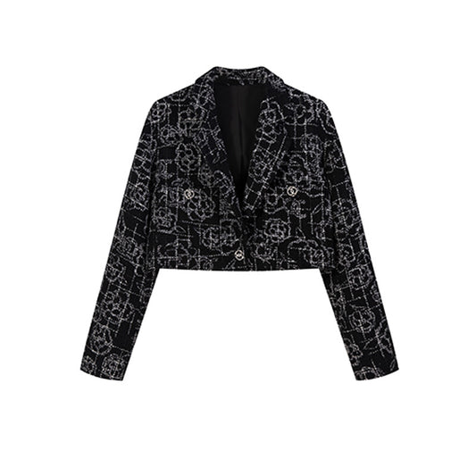 High-end niche korte tweed jack voor dames