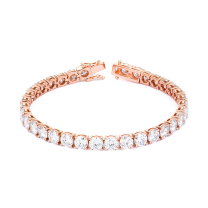 S925 Silver Rose Gold Plated Moissanite Classic Four-Claw Tennis Chain Bracelet