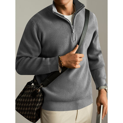 Half-Zip Wool Blend Cardigan Sweater