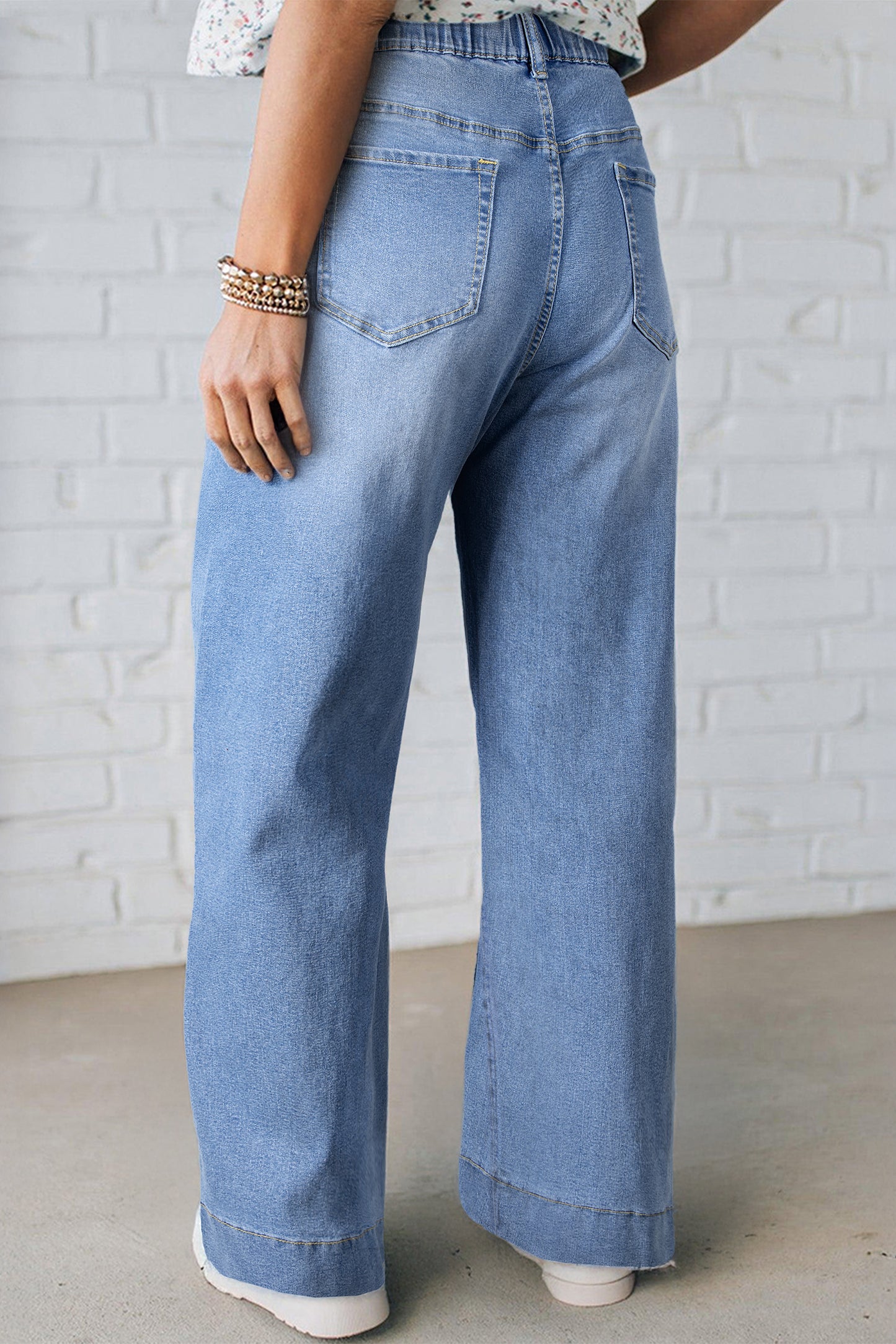Jeans met acid wash-effect en vetersluiting plus size