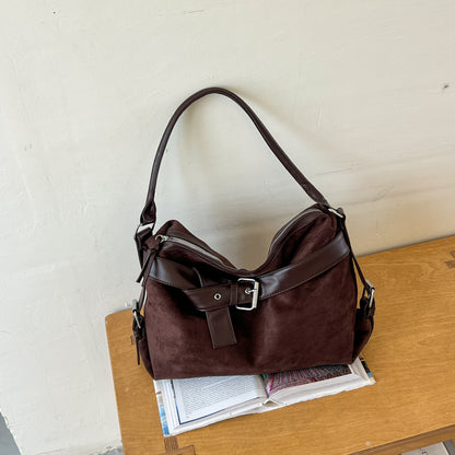 Vintage Suede Shoulder Bag for Women