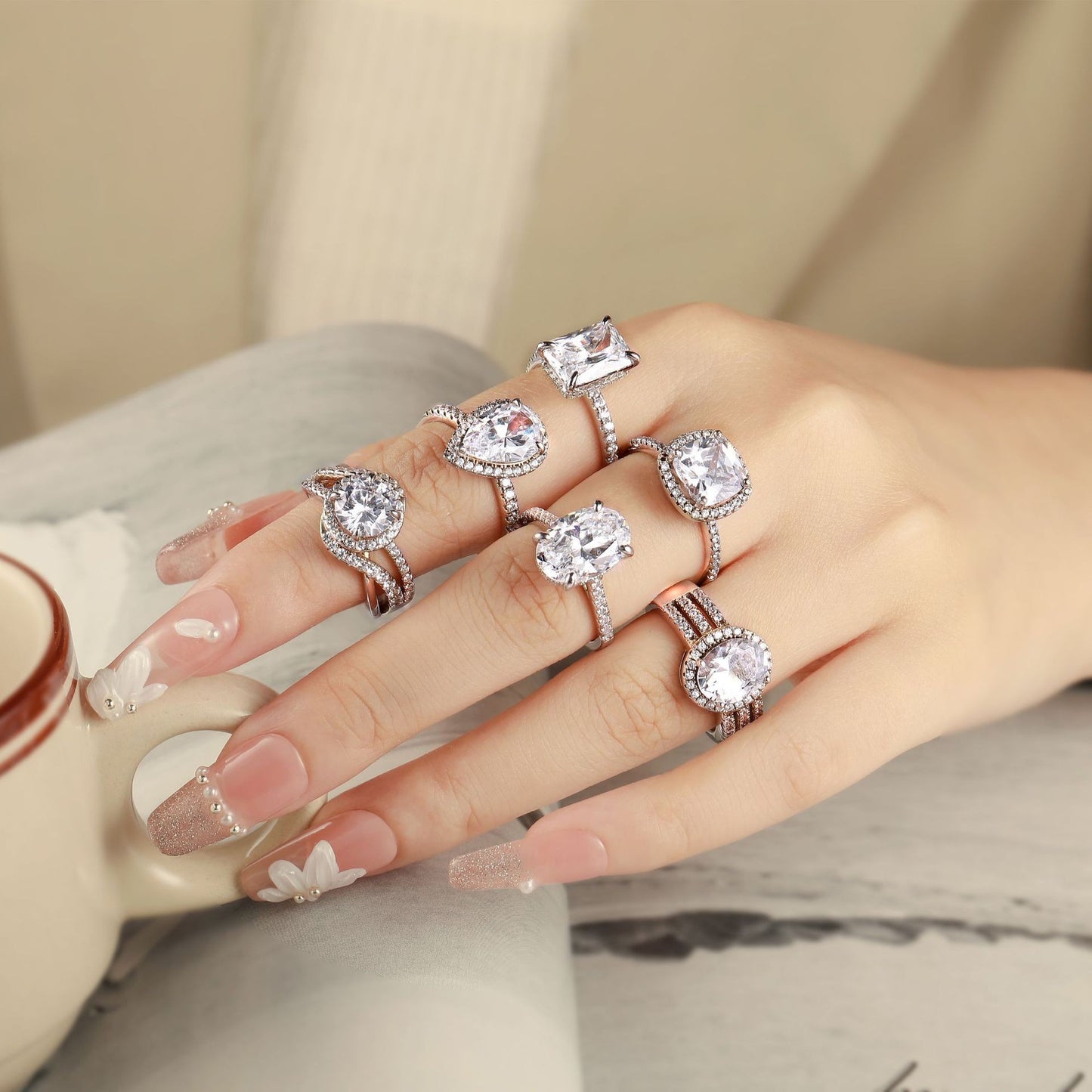 Stapelbare ring van sterling zilver met zirkonia