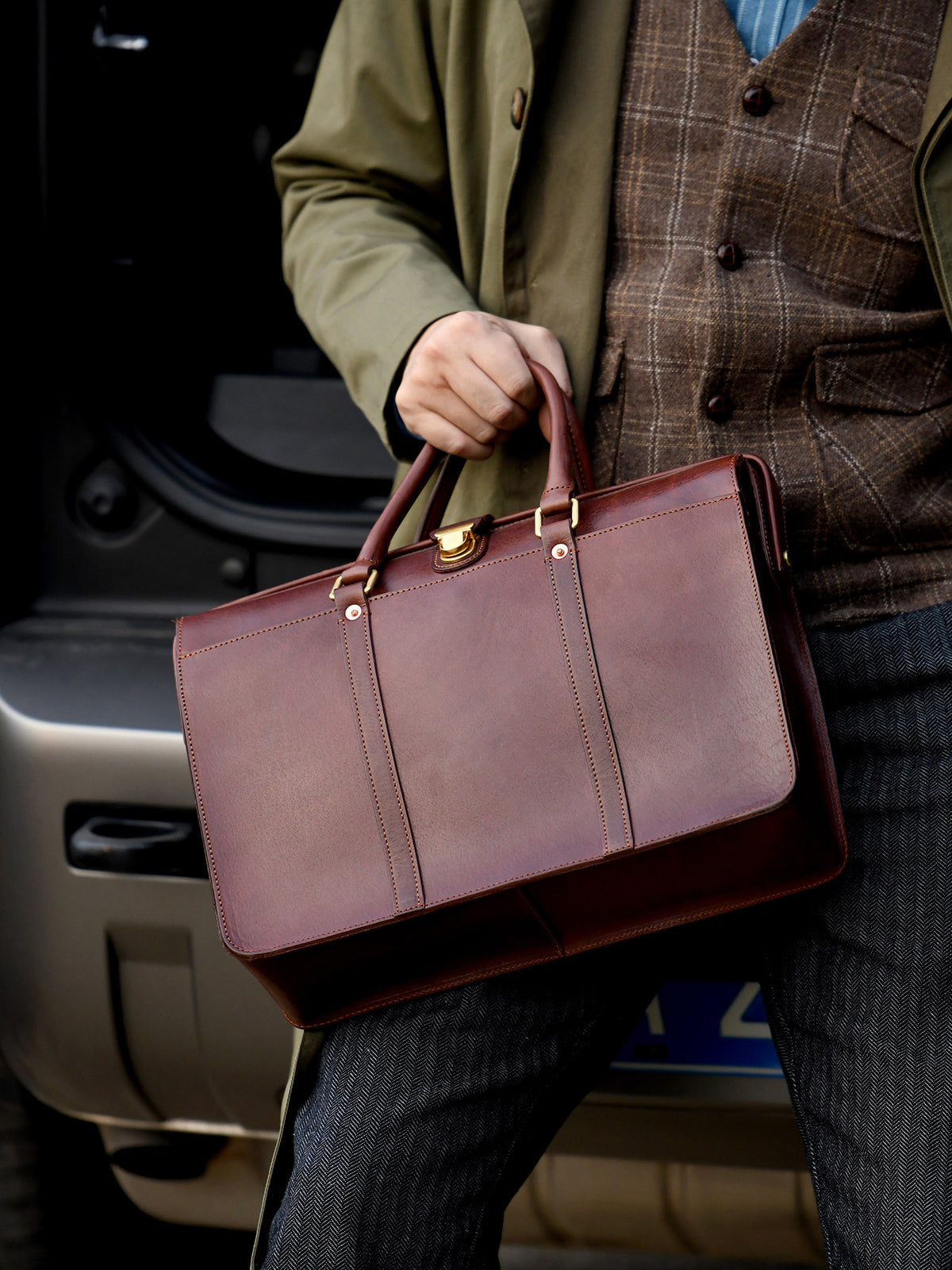Men's Cowhide Leather Business Briefcase
