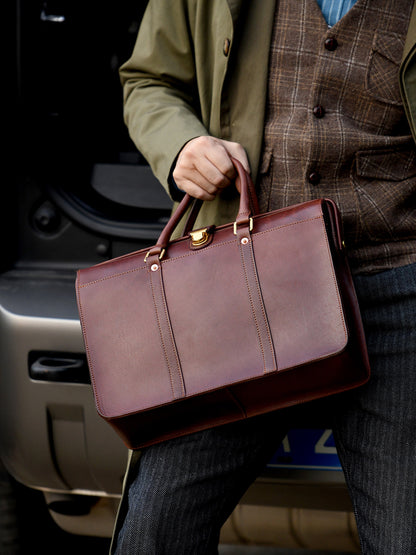 Men's Cowhide Leather Business Briefcase