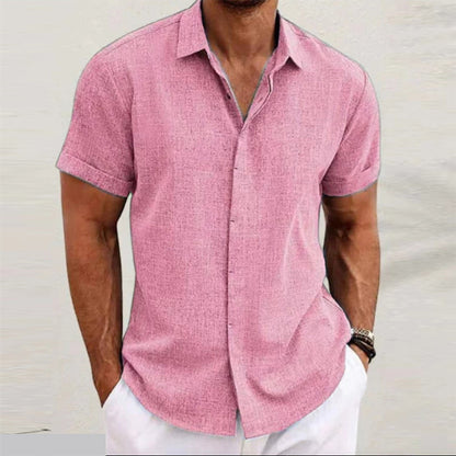 Mens Linen Short Sleeve T-Shirt Casual Shirt
