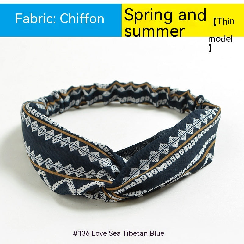 Elastische gekruiste chiffon hoofdband in Boheemse stijl