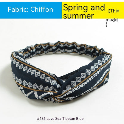 Elastische gekruiste chiffon hoofdband in Boheemse stijl