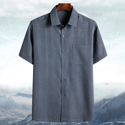Mens Linen Cotton Blend Shirt Loose Fit Long Short Sleeve