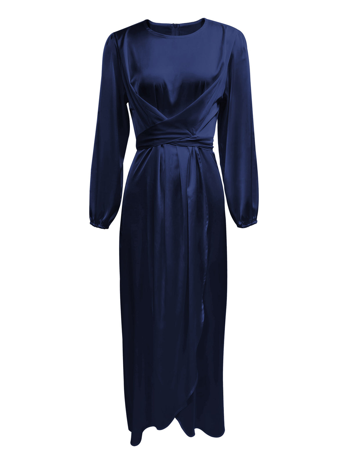 Elegant Satin Tie-Waist Long Dress