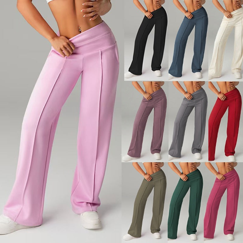High Waisted Wide Leg Sports Trousers
