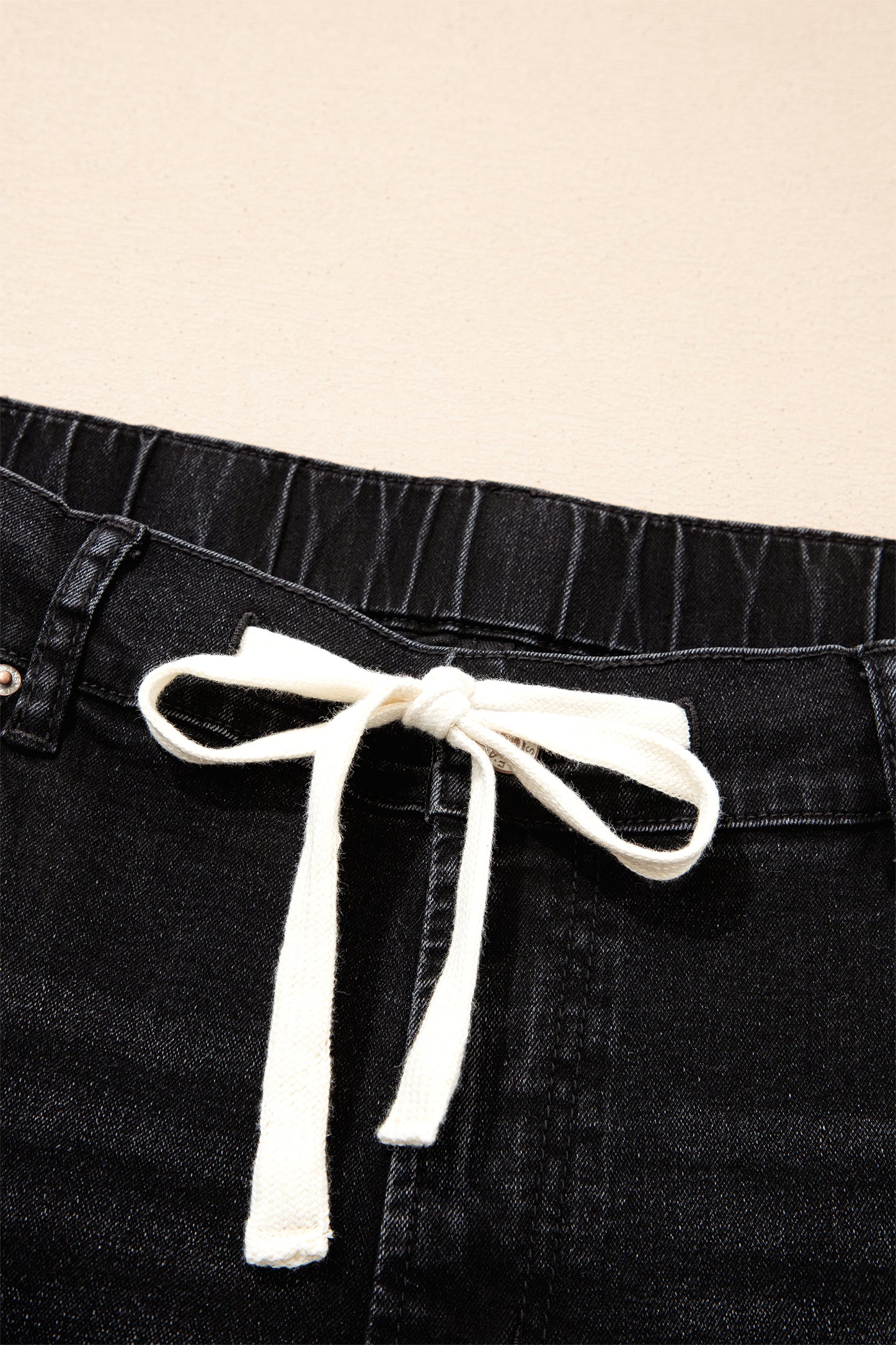 Jeans met acid wash-effect en vetersluiting plus size