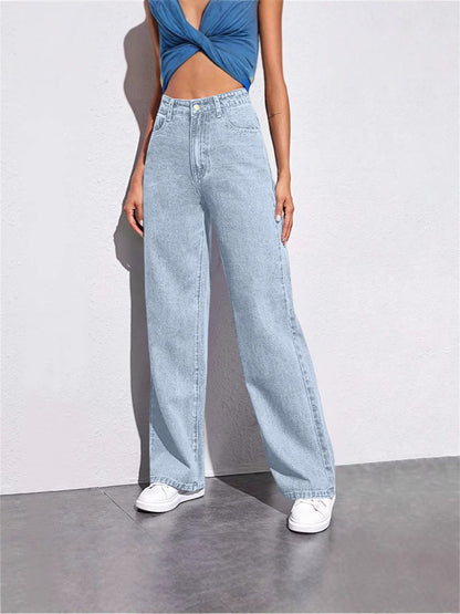 Loose-fitting wide-leg straight-leg pants