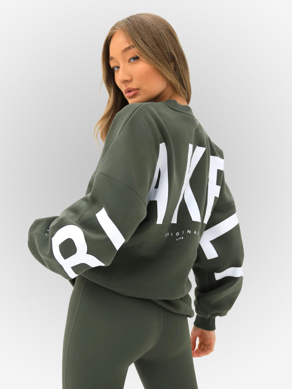 Modieuze bedrukte dikke lange mouw losse sweatshirt