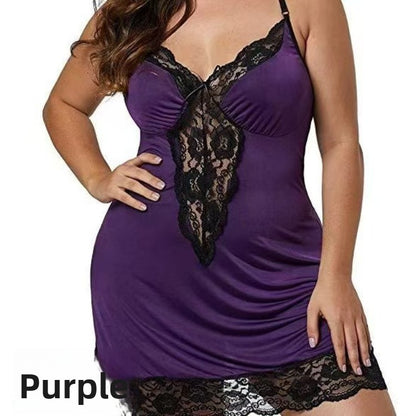 Loose Deep V Lace Sexy Suspender Home Pajamas