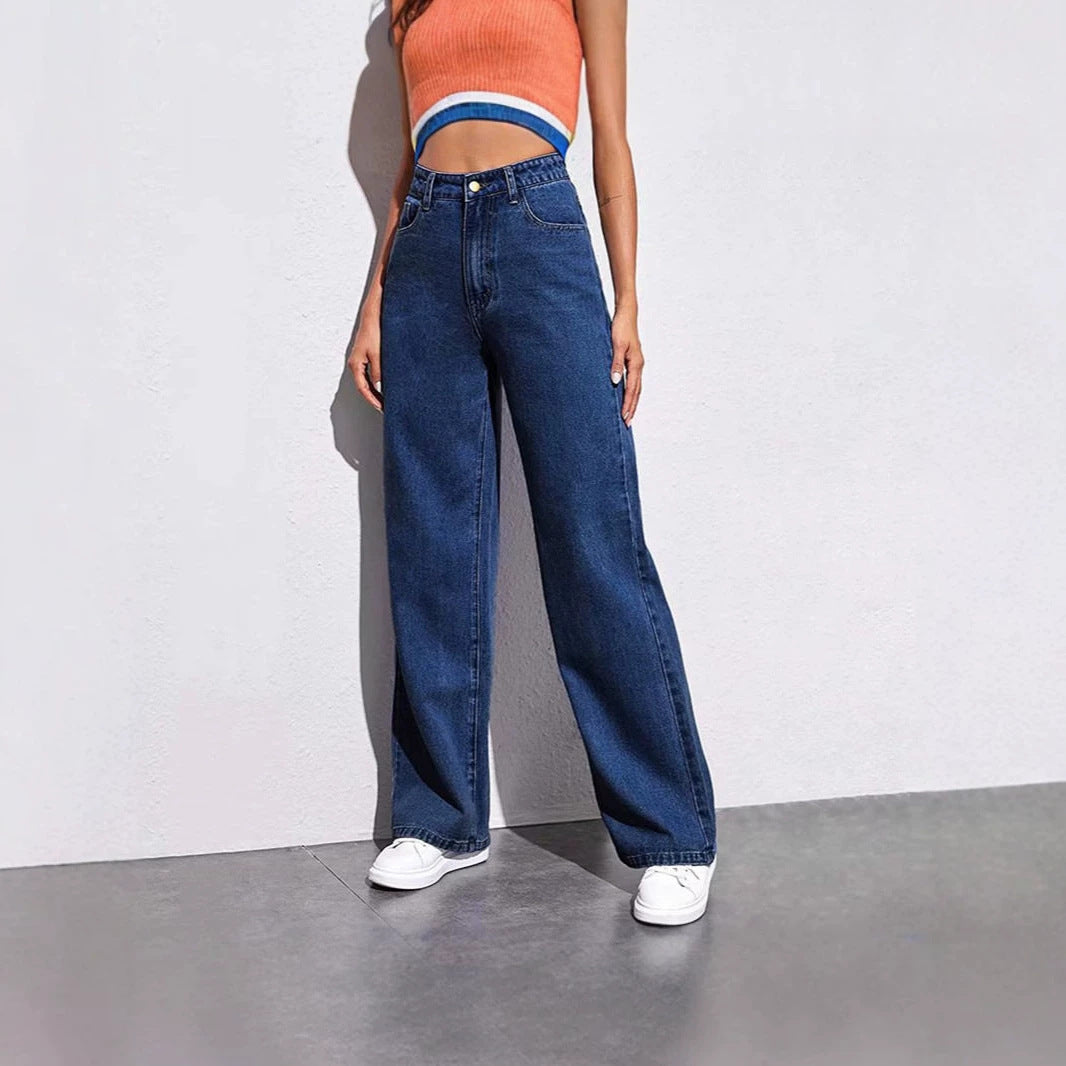 Loose-fitting wide-leg straight-leg pants