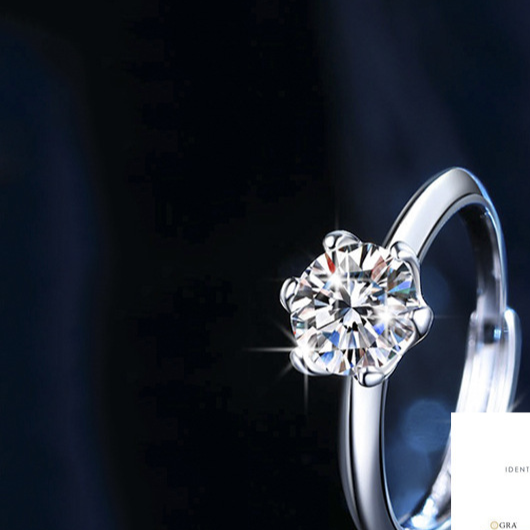 Classic Six-Claw Moissanite Silver Couple Ring