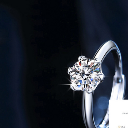 Classic Six-Claw Moissanite Silver Couple Ring