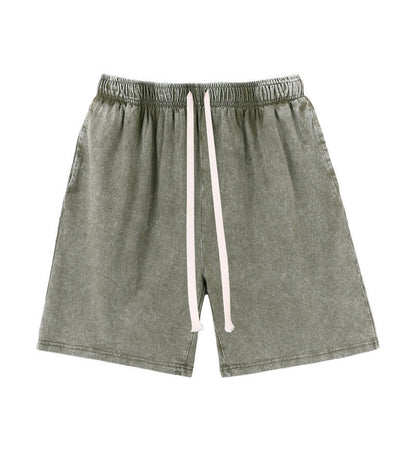 Mens Washed Cotton Wide Leg Shorts