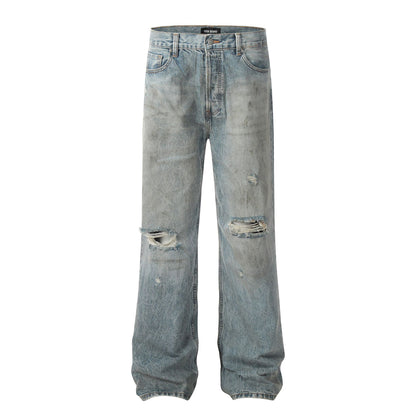 Distressed Bootcut Denim Jeans