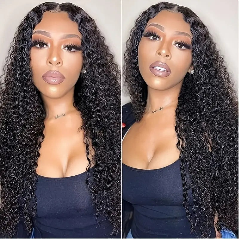 Lace Front Curly Wig Long Synthetic Hairpiece with Bangs