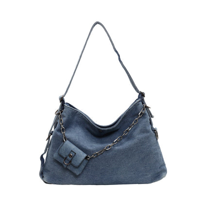 Women Denim Tote Bag Large Capacity Shoulder Crossbody Bag