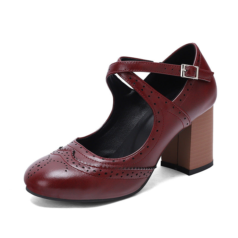 Cross Buckle Burned Shoes