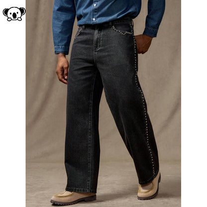 Washed Straight-Length Denim Pants