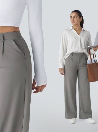 High waist suit pants stretch pants breathable comfortable casual pants women