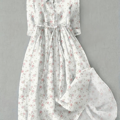 Elegant French Style Polyester Midi Dress