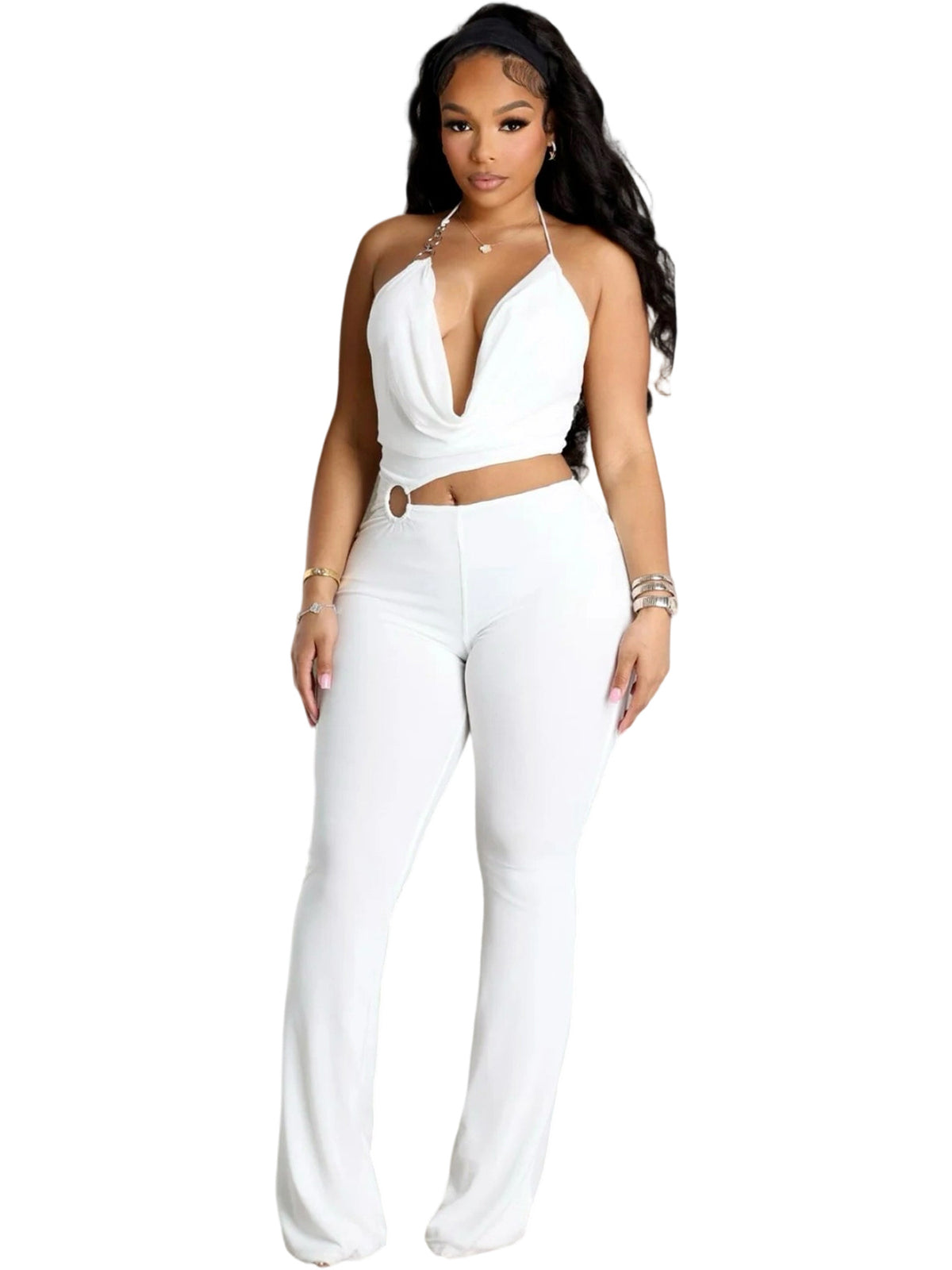 Women's Halter Neck Hollow-Out Jumpsuit