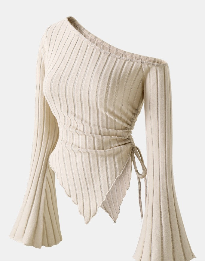 Women's Off-Shoulder Bell Sleeve Knit Top
