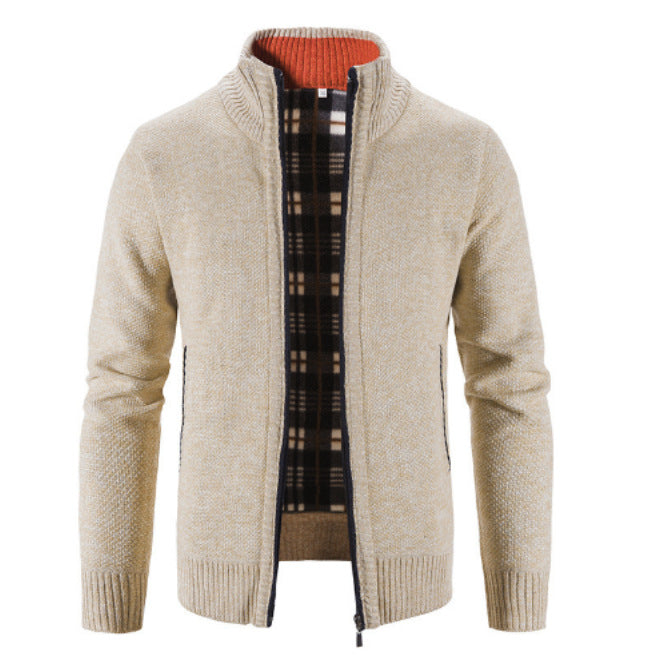 Mens Knitted Stand Collar Cardigan
