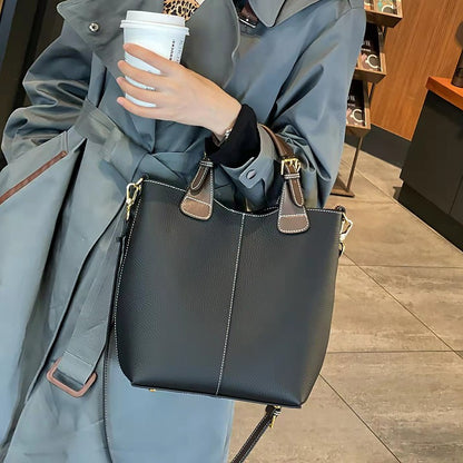 Women's Cowhide Bucket Tote Bag