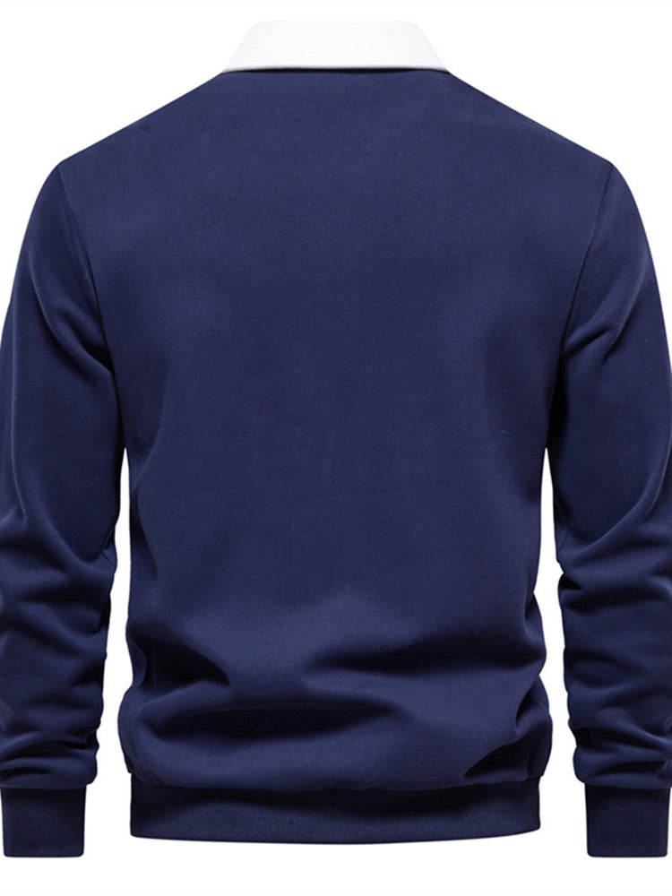 Polo T-shirt voor heren met lange mouwen kraag en knoop of ritssluiting