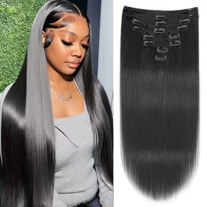 Clip-in Human Hair Extensions with Double Weft