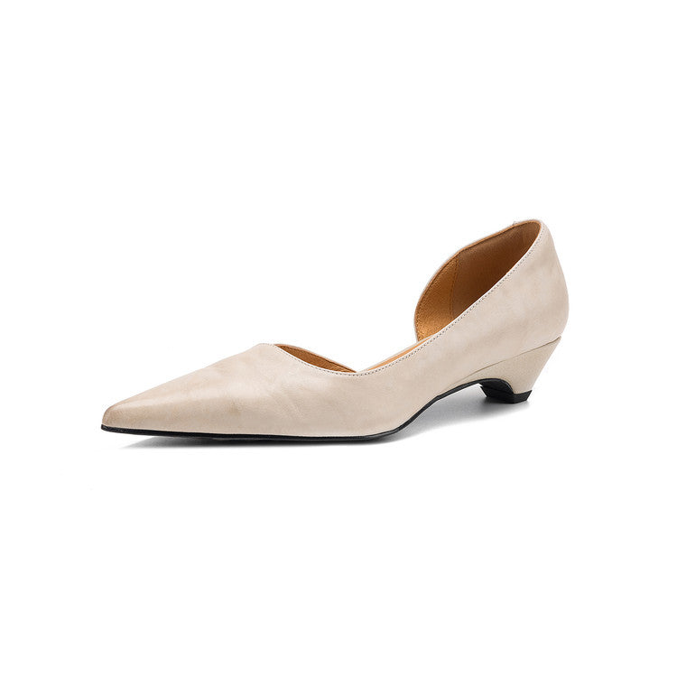 Women's Cowhide Retro Pointed Toe Sandals