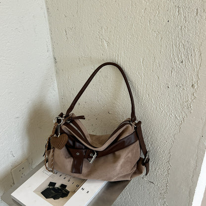 Vintage Suede Shoulder Bag for Women