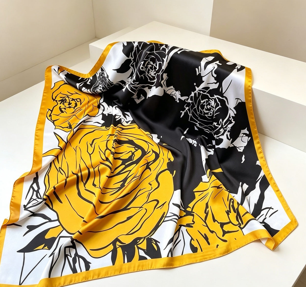 Women's Lijin Satin Scarf Floral Print Shawl