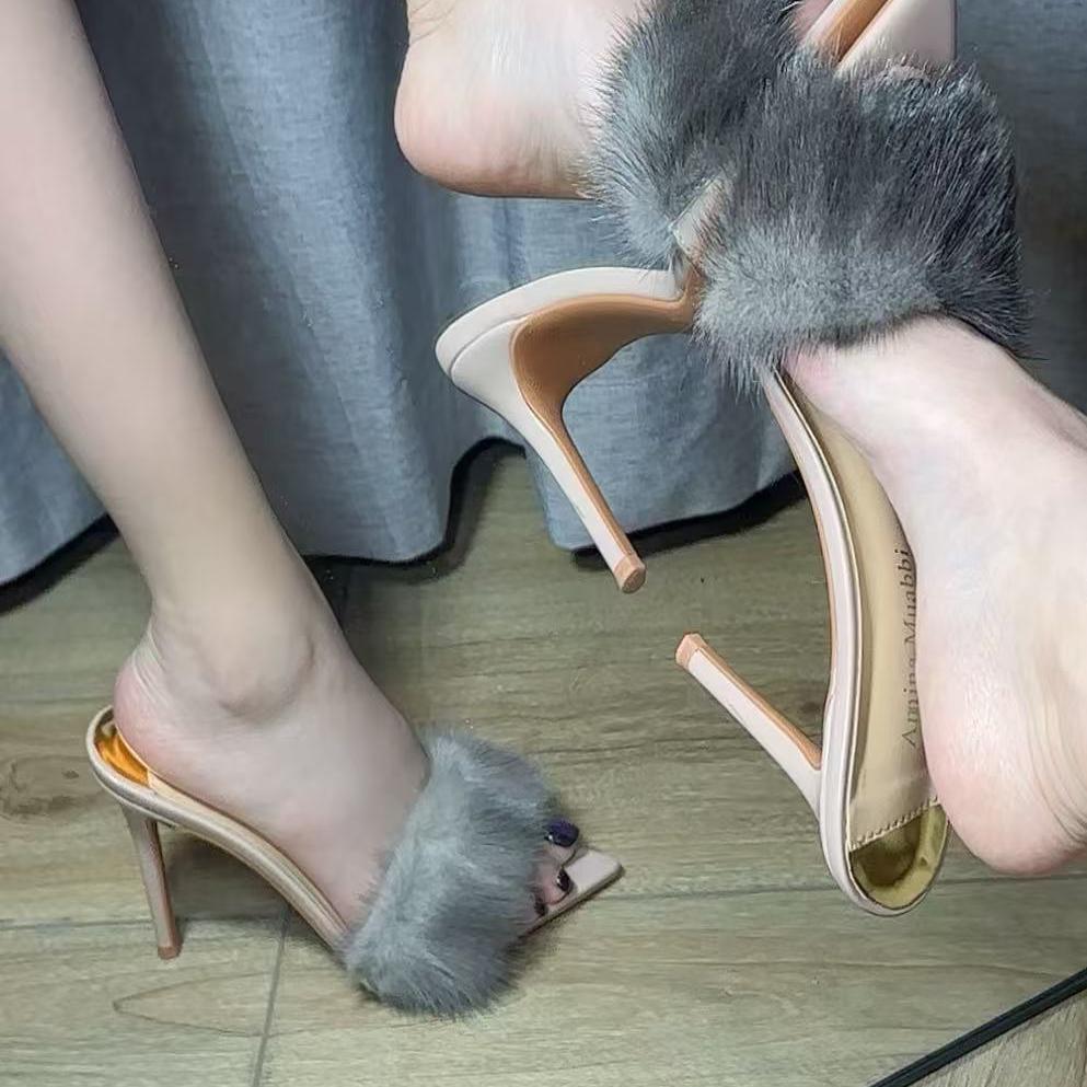 Mink Fur High Heels