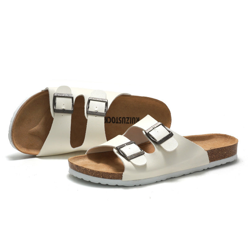 Kurken strandsandalen met gespen voor heren
