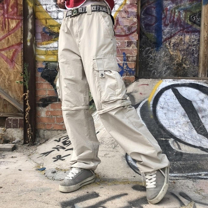 Europese cargo jeans met lage taille en meerdere zakken voor unisex