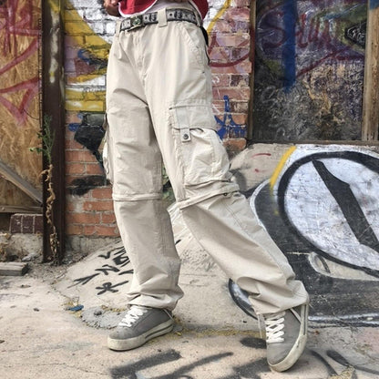 Europese cargo jeans met lage taille en meerdere zakken voor unisex