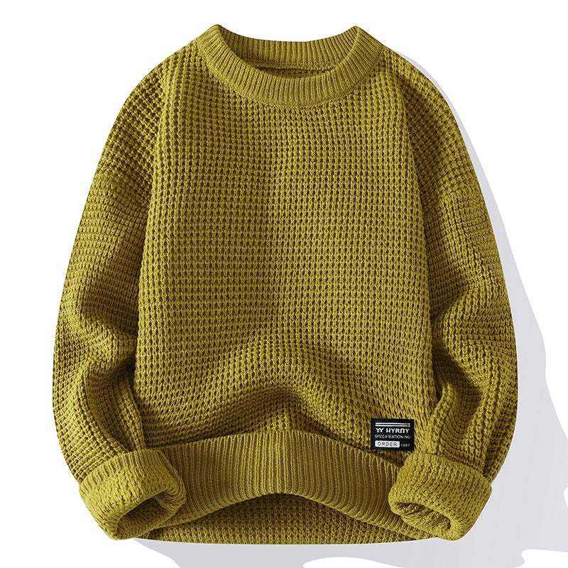 Men's Vintage Chunky Knit Pullover Round Neck Sweater