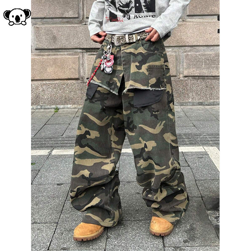 Washed Straight-Length Denim Pants