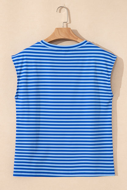 Gestreepte T-shirt met ribboord korte mouwen en ronde hals