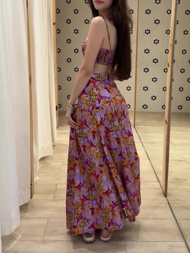 Holiday Floral Top & Skirt Set